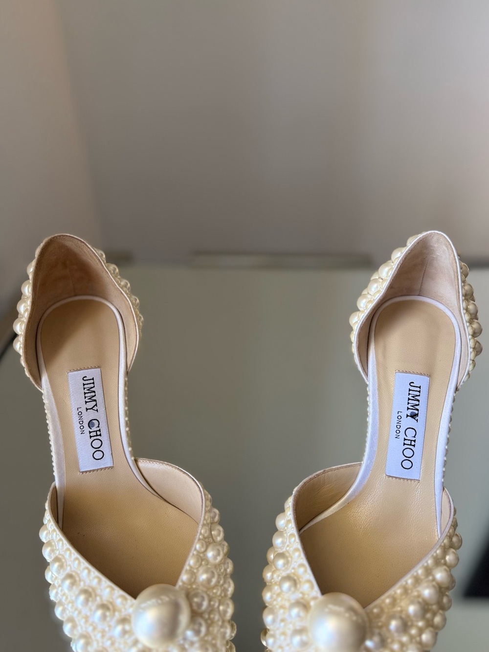 New JIMMY CHOO Sabine 85 faux pearl-embellished satin pumps 36.5 $1,895 - Picture 8 of 16